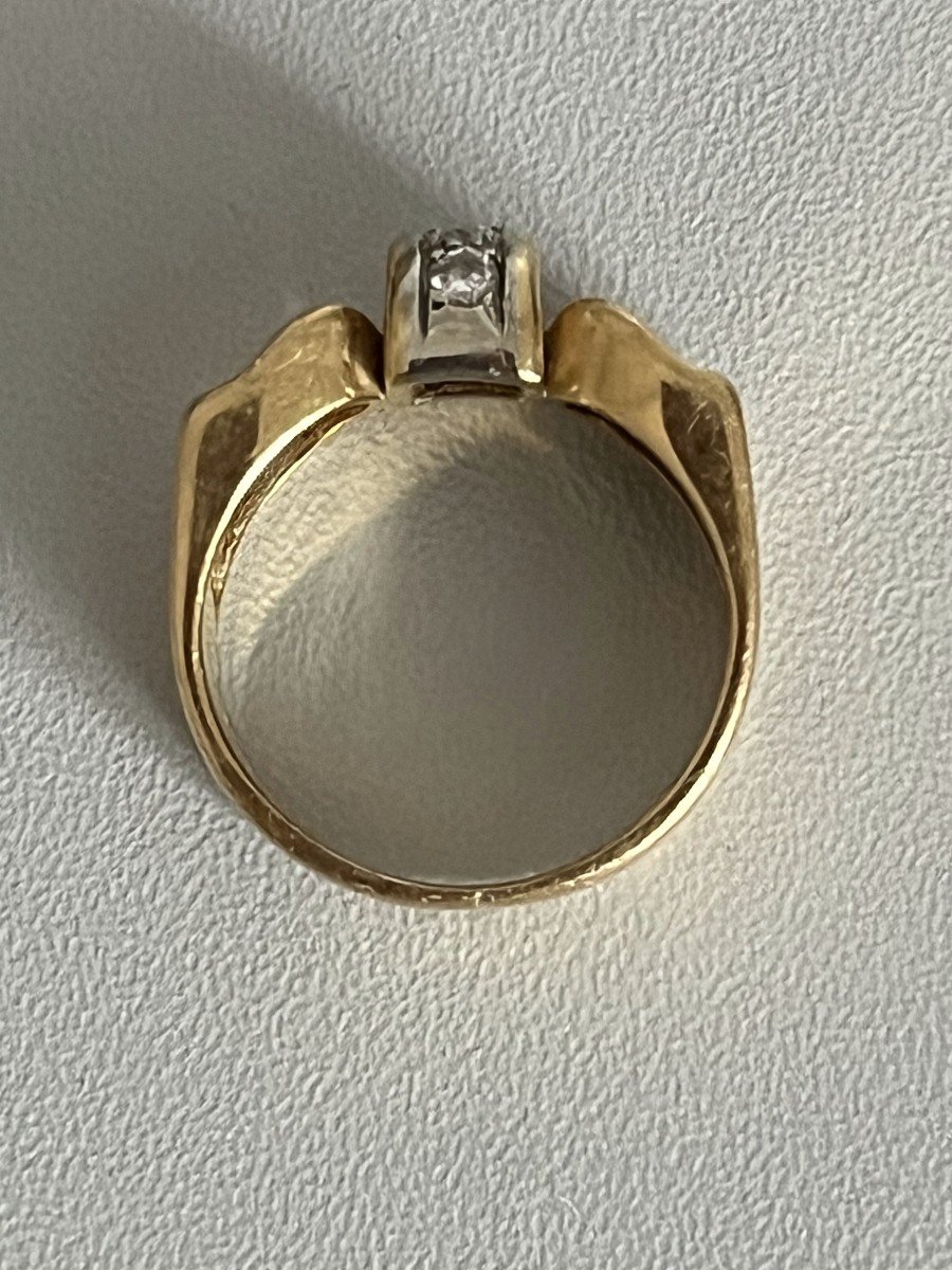 3884– Tank Ring Years 40 Yellow Gold Diamonds-photo-3