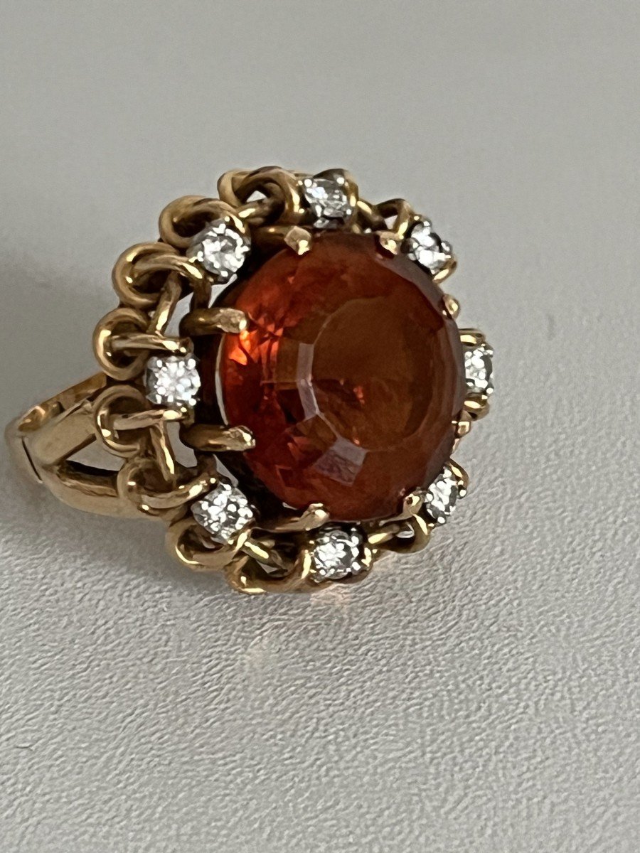 3885– Rose Gold Citrine Diamond Ring-photo-4