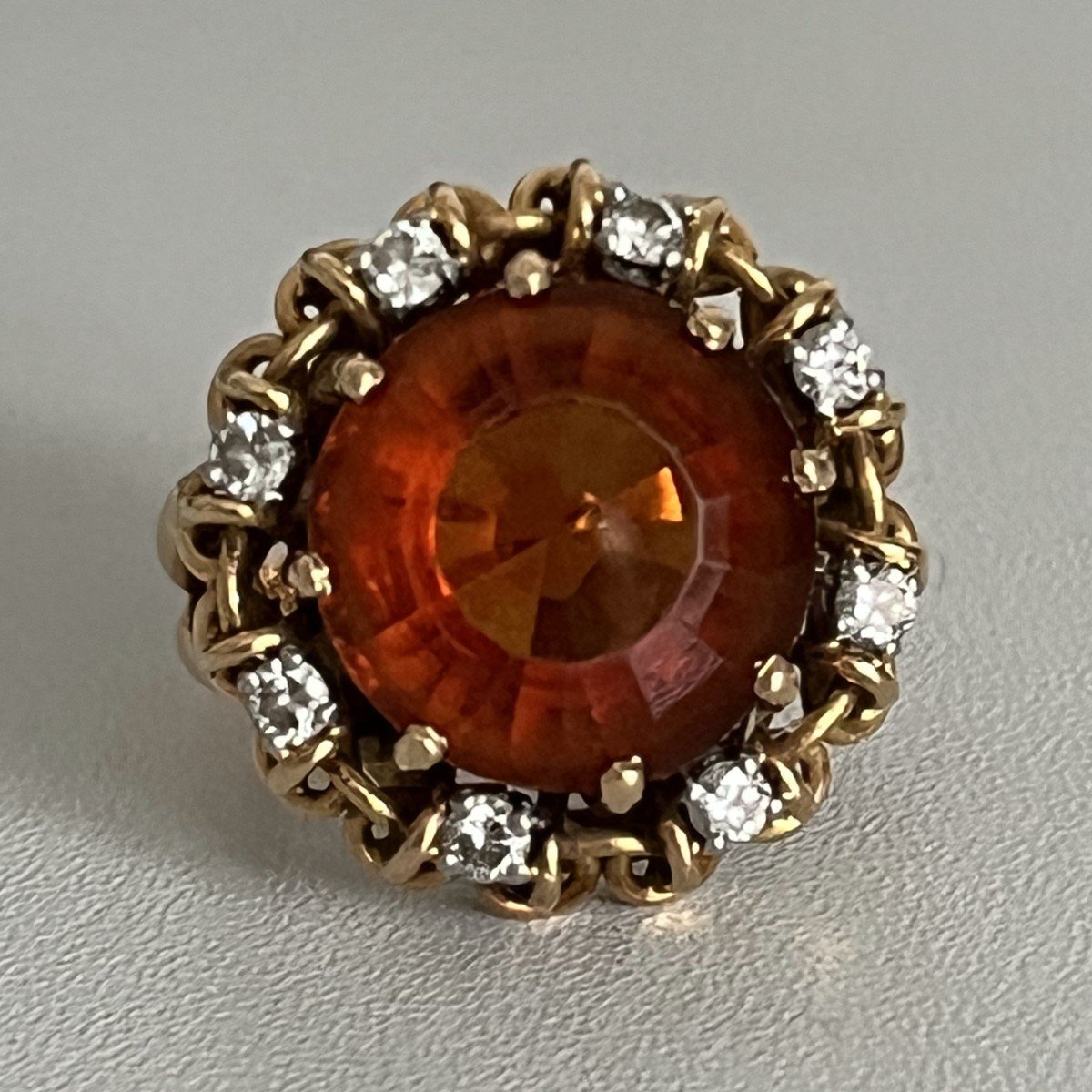 3885– Rose Gold Citrine Diamond Ring