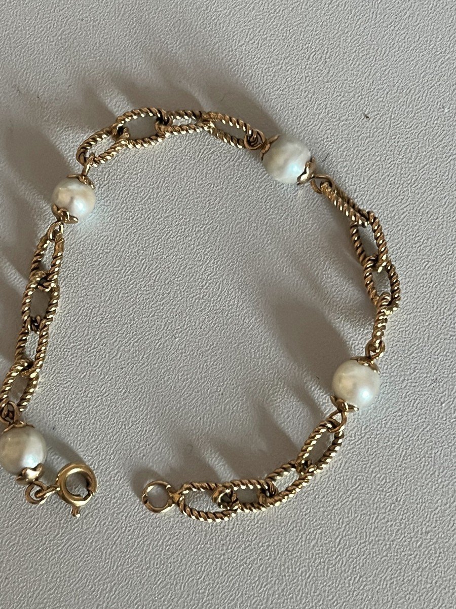 3949– Bracelet Or Jaune Perles-photo-2