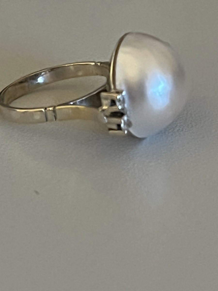 4018– Bague Années 1950 Perle Mabé Diamants-photo-1