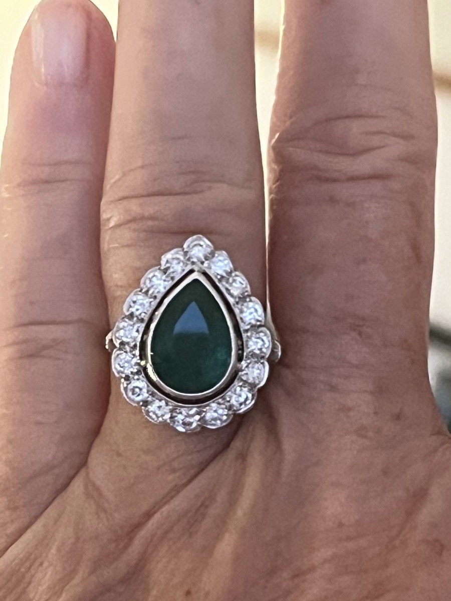 4019– Platinum Emerald Diamond Ring-photo-2