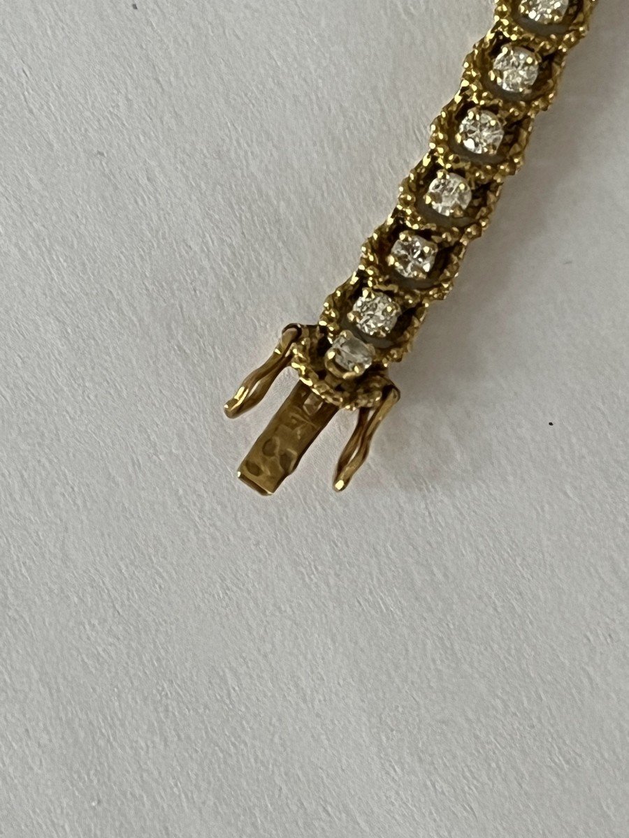 4224– Line Bracelet Yellow Gold Diamonds 4.00 Ct Years 1970-photo-3