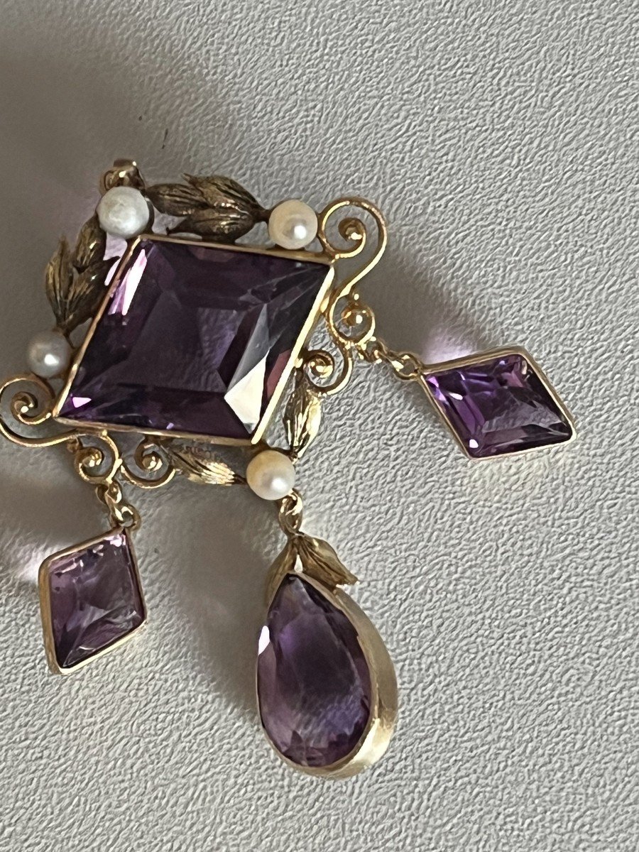 4006– Yellow Gold Amethyst Beads Pendant-photo-3