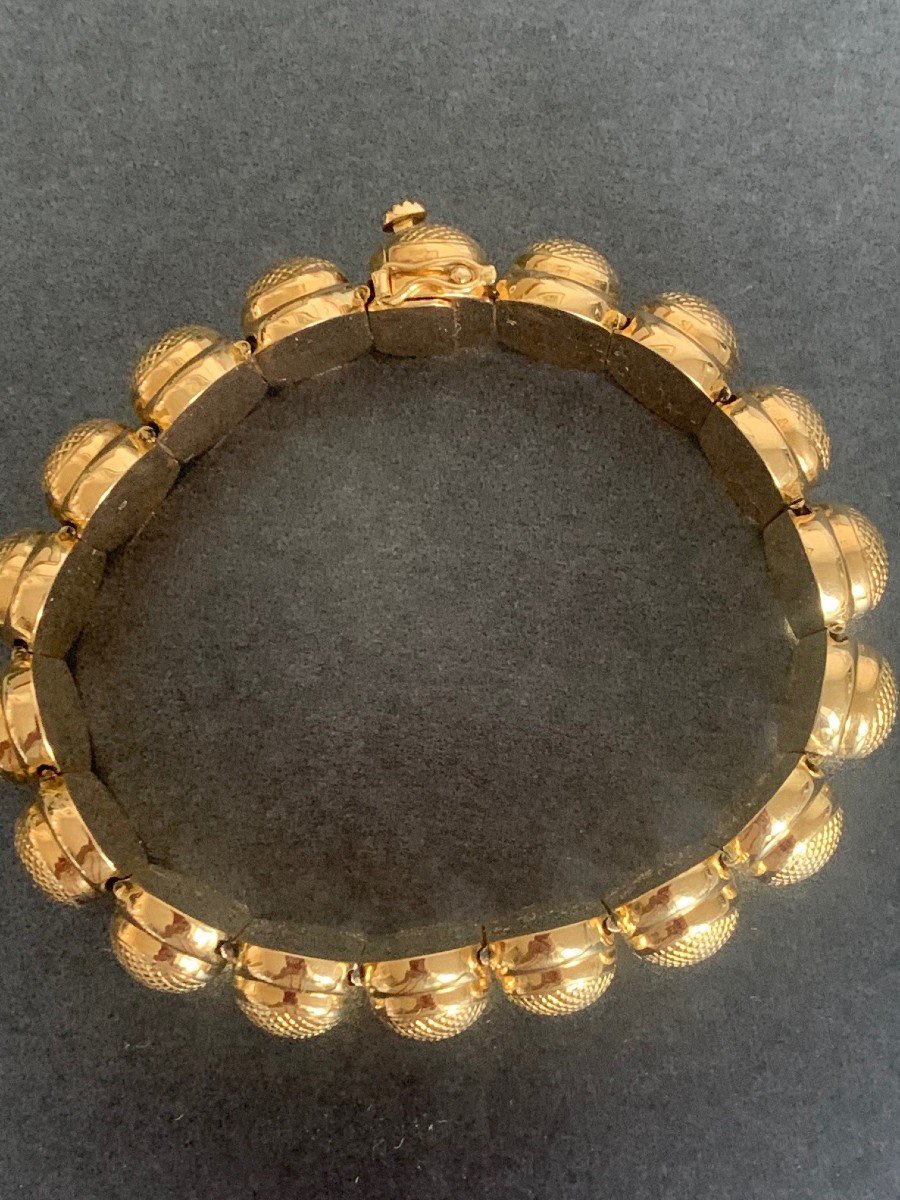 3212– 1950s Yellow Gold Articulated Bracelet-photo-1