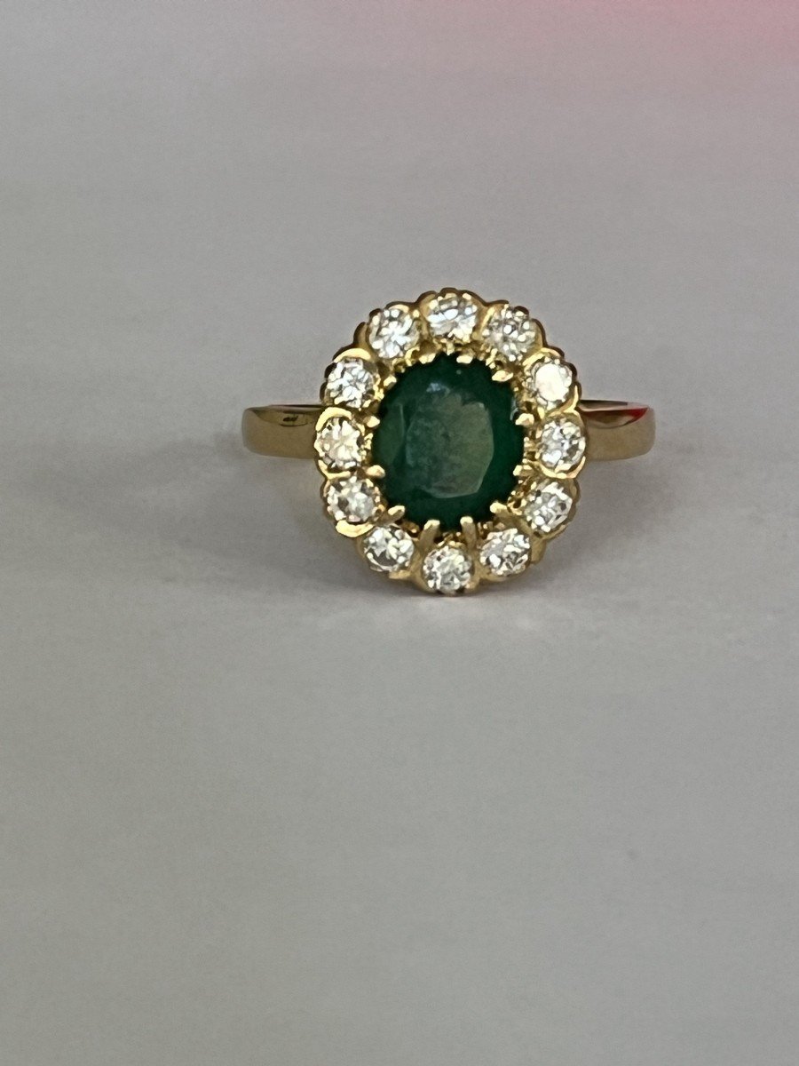 4104– Emerald Diamonds Yellow Gold Ring-photo-1