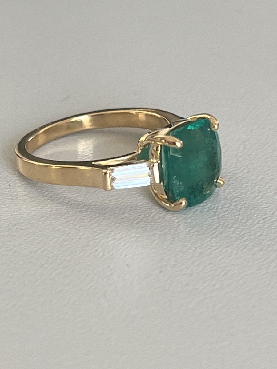 4450– Emerald Diamonds Yellow Gold Ring-photo-4