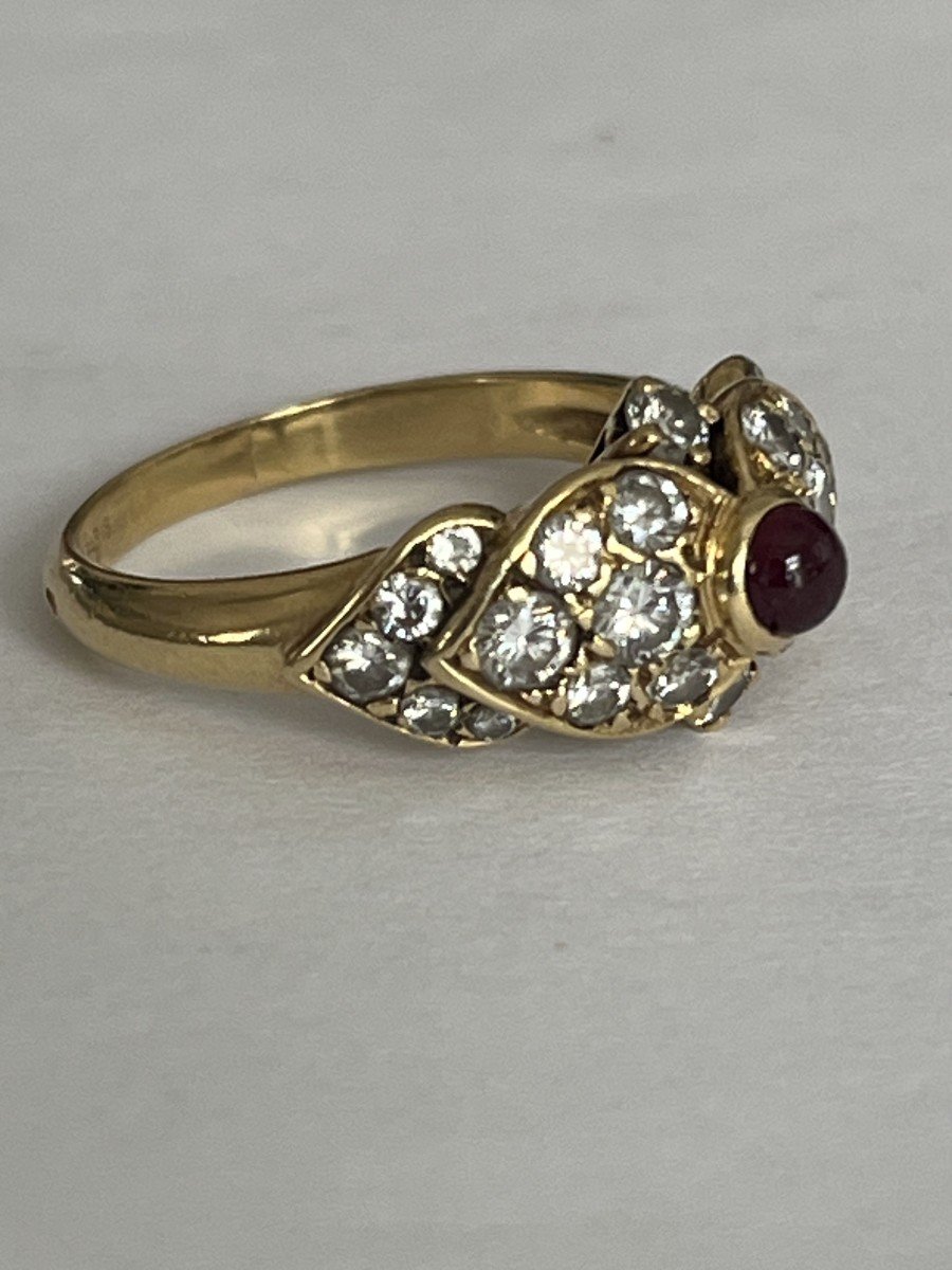 4540- Bague Fred Or Jaune Rubis Diamants-photo-4