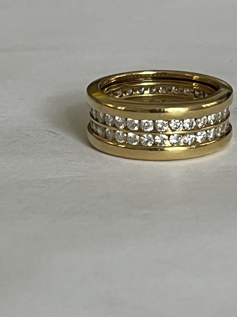 4509- Large Yellow Gold Diamond Bangle Ring-photo-4