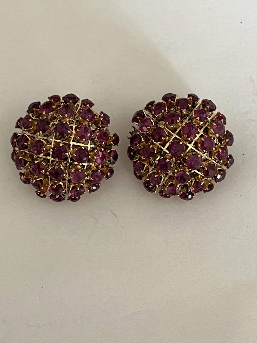 4500- Ruby Yellow Gold Ear Clips-photo-1