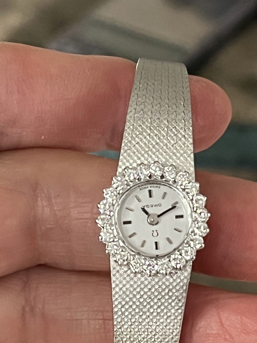 4675- Omega White Gold Diamond Watch-photo-4