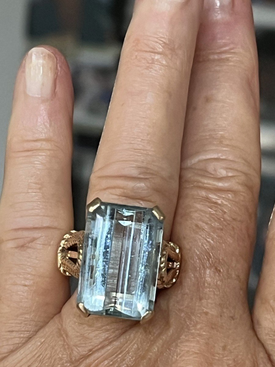 4615- Important 16 Ct Aquamarine Yellow Gold Ring-photo-3