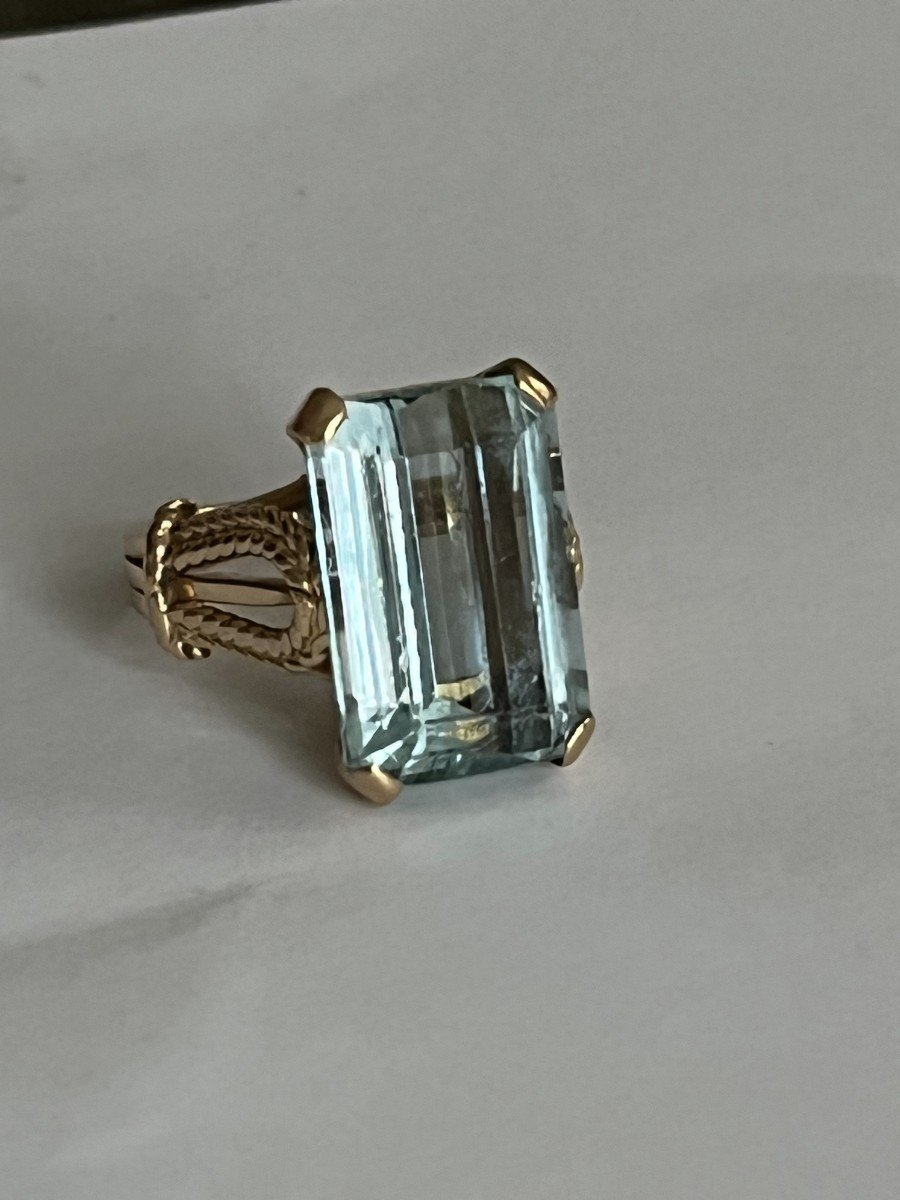 4615- Important 16 Ct Aquamarine Yellow Gold Ring-photo-2