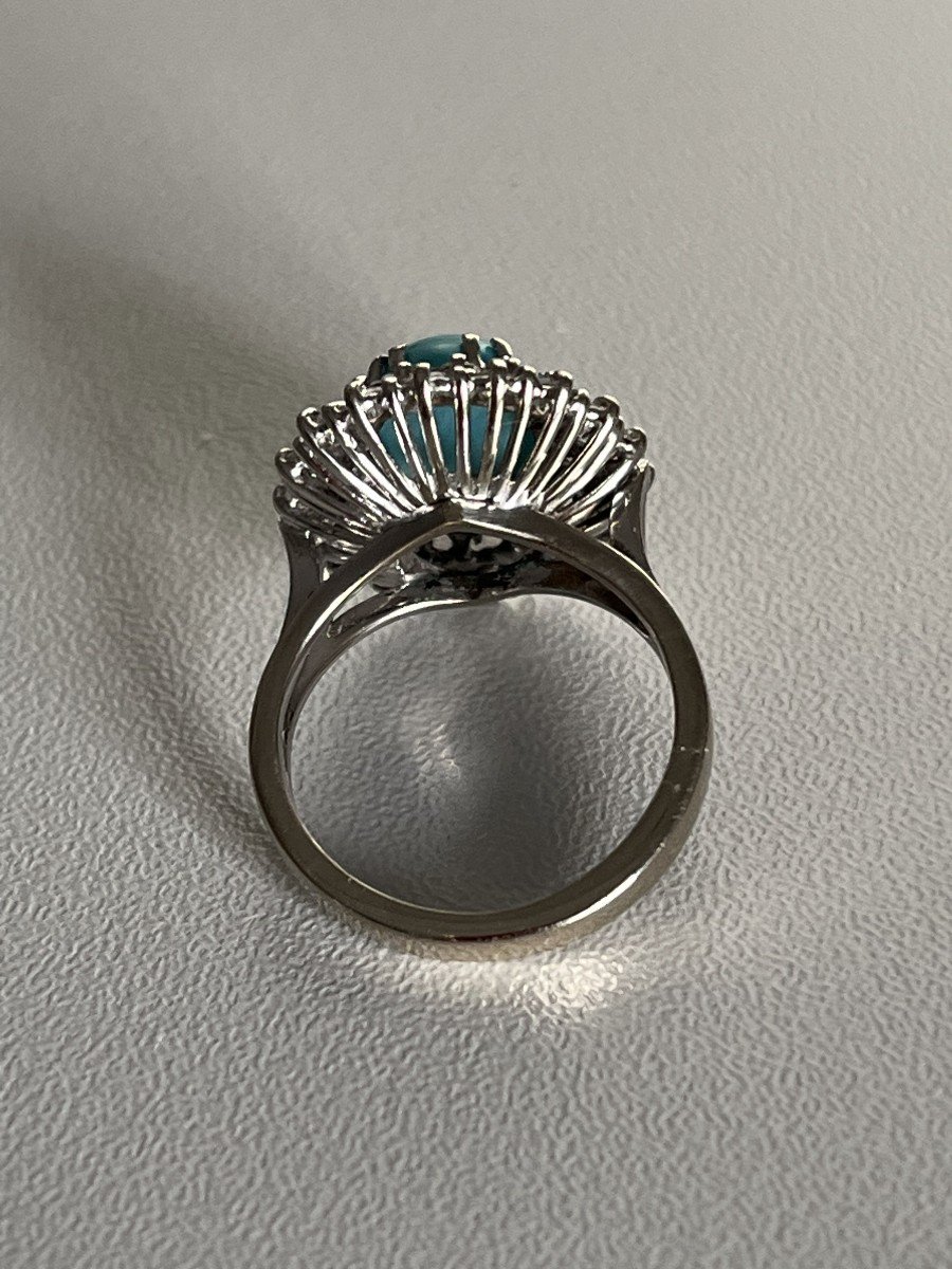 2334- Bague Or Gris Turquoise Diamants-photo-4