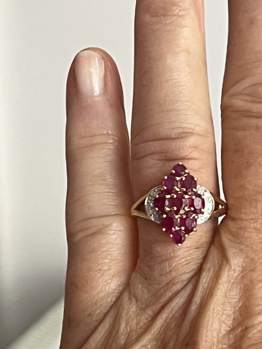 4558- Yellow Gold Ruby Diamond Ring-photo-2