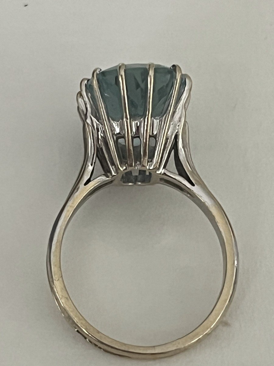 4860- Aquamarine Gray Gold Ring 5.50 Ct-photo-3
