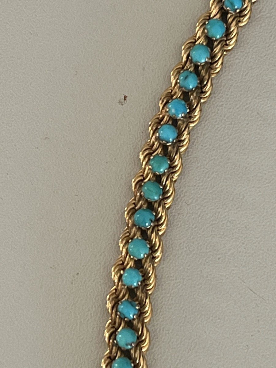 4785- Bracelet Or Jaune Turquoises-photo-3