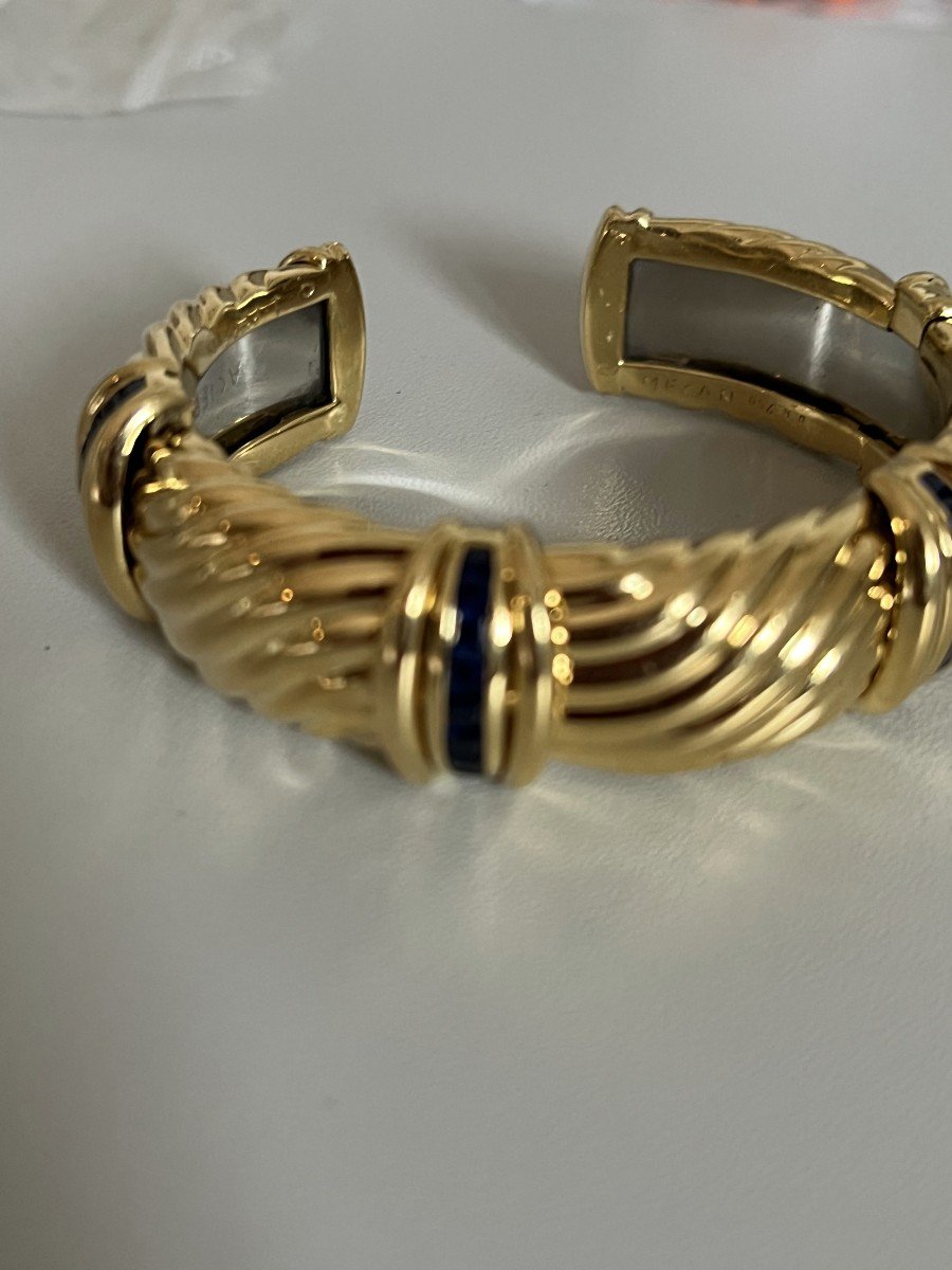 4833- Oj Perrin Rigid Bracelet Yellow Gold Sapphires-photo-2