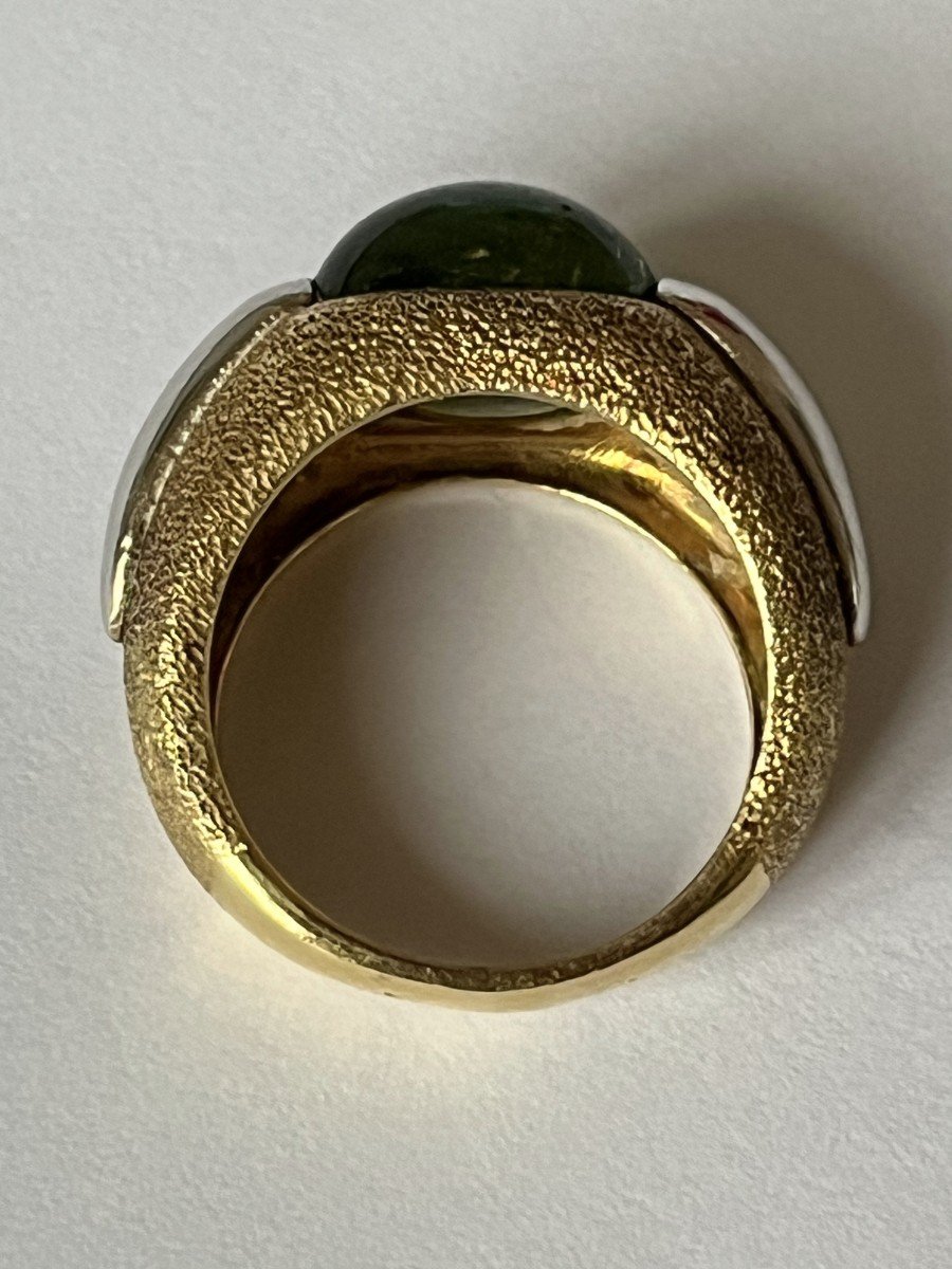 4886- Bague Jonc Or Jaune Et Gris Péridot-photo-3