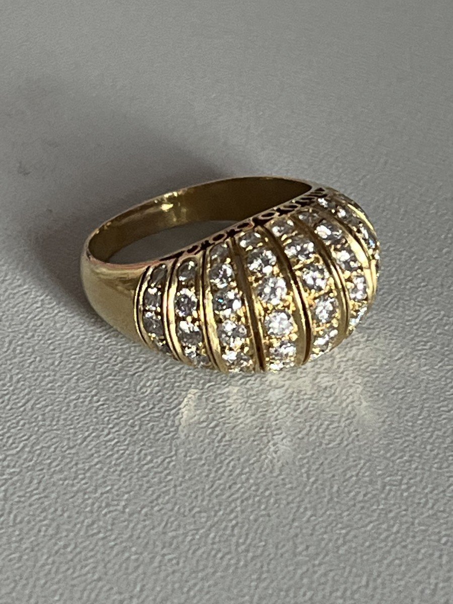 4906- Domed Yellow Gold Ring With Falling Diamonds-photo-4