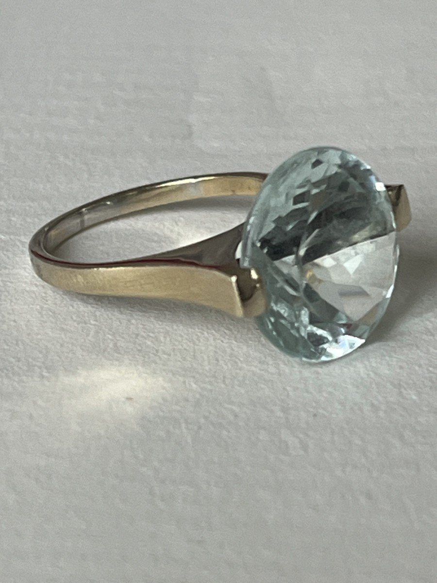 5151- Yellow Gold Aquamarine Solitaire Ring 7.00 Ct-photo-2