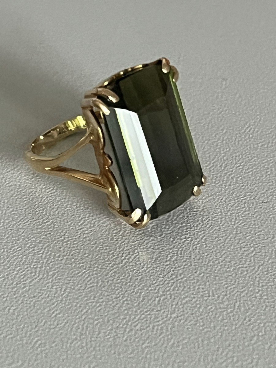 5153- Bague Or Jaune Tourmaline Verte-photo-1