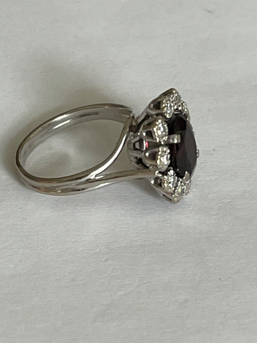 4531- White Gold Garnet Diamond Ring-photo-4