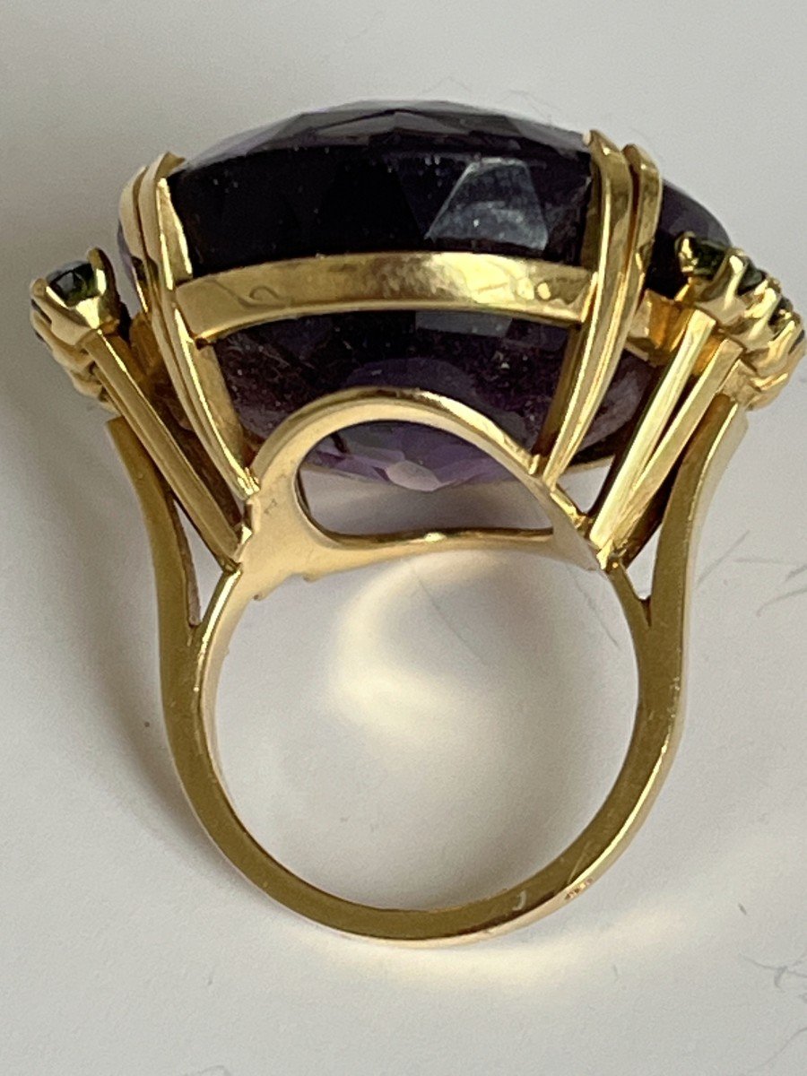 5268- 35 Ct Amethyst Peridots Yellow Gold Cocktail Ring-photo-1