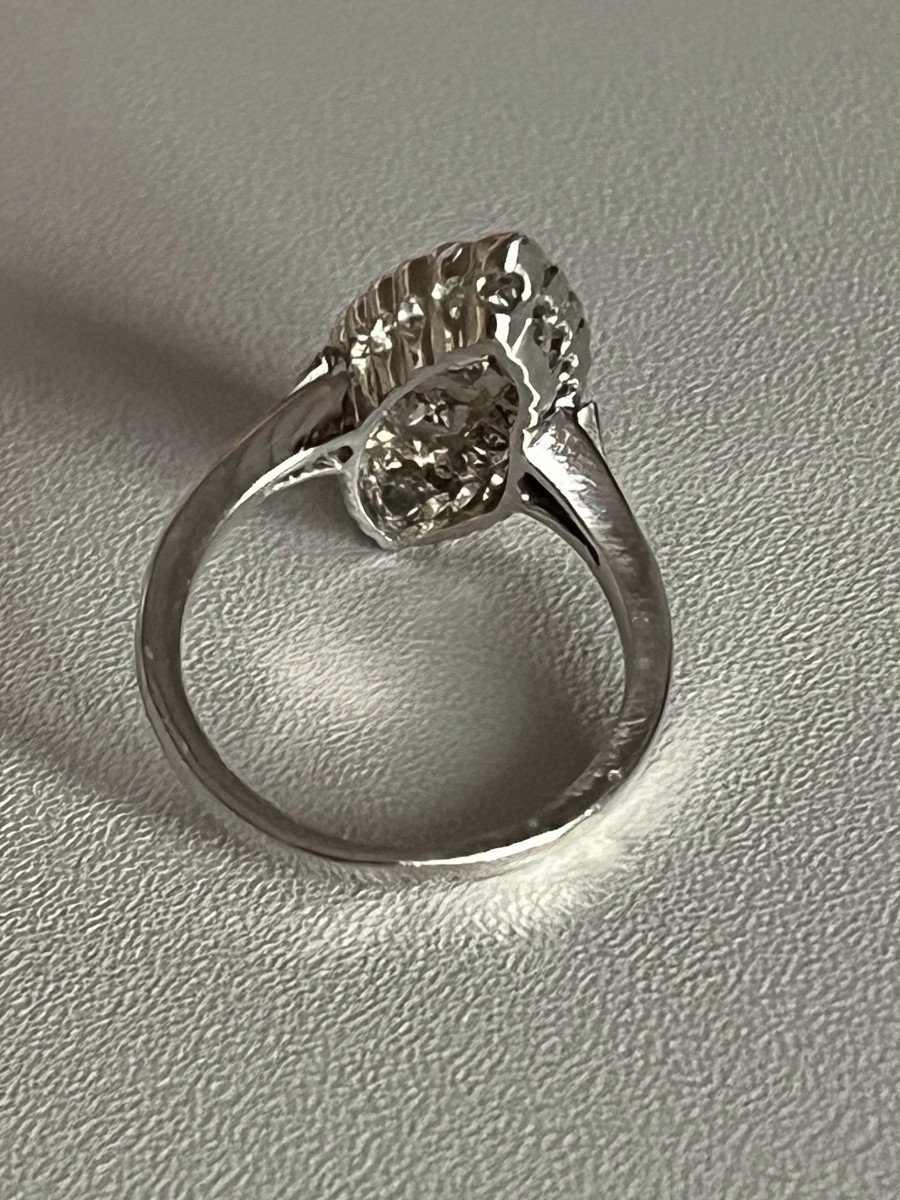 5319- Marquise Ring White Gold Diamonds (0.50 Ct In The Center)-photo-3