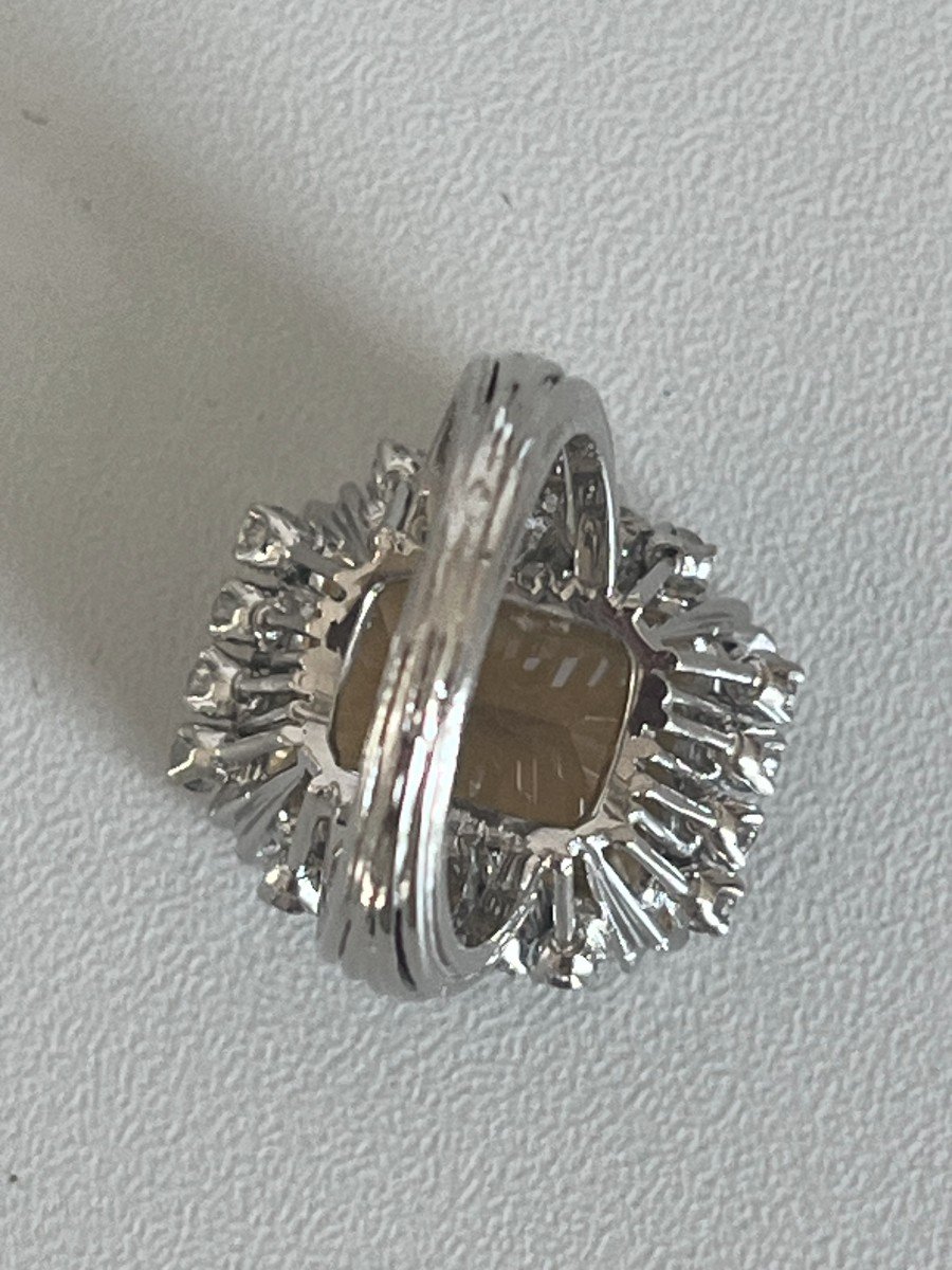 4767- Citrine Gray Gold Thread Diamond Ring-photo-3