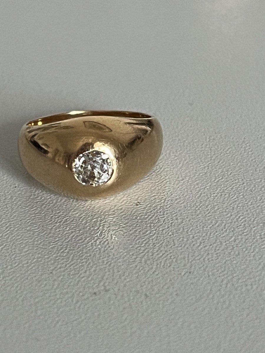 5290- Yellow Gold Diamond Bangle Ring 0.40 Ct-photo-1
