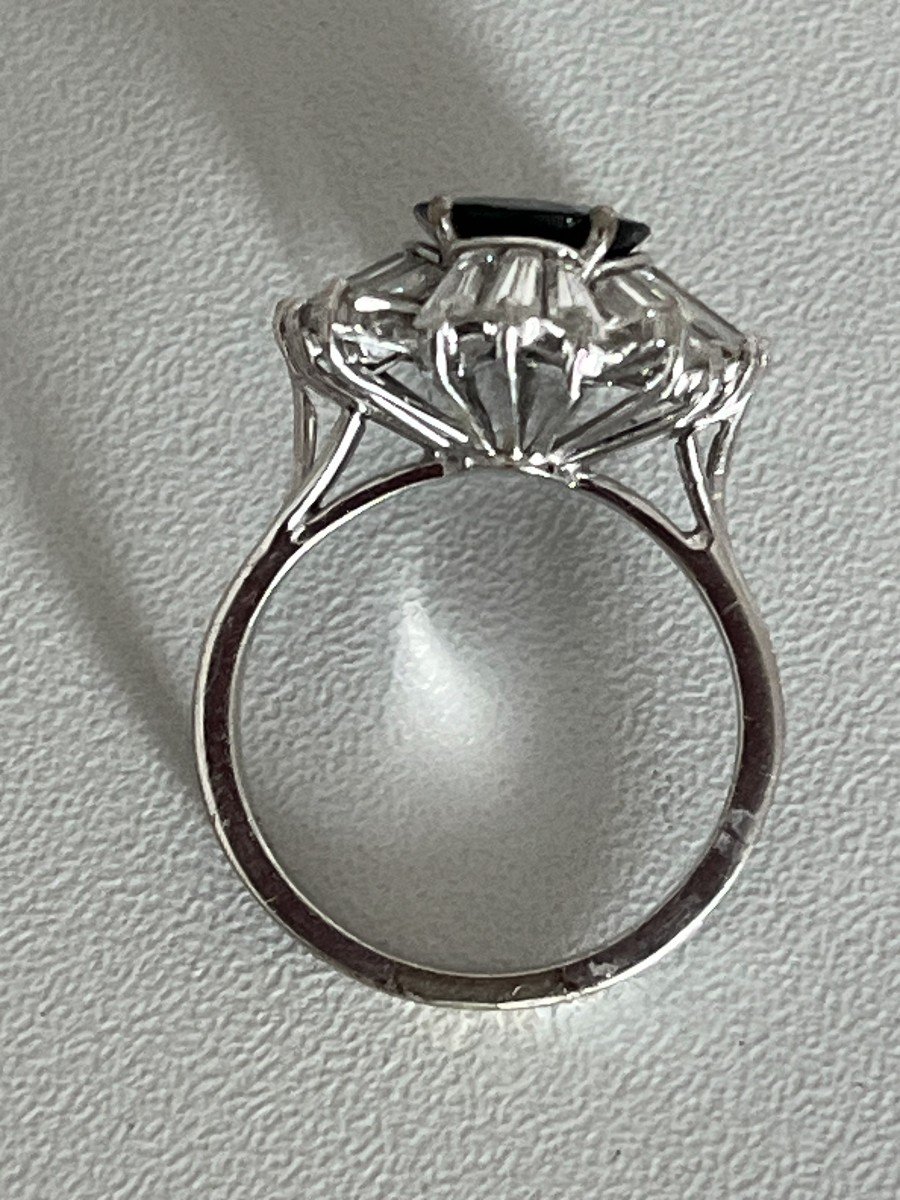 5444- Bague Jupe Or Gris Saphir Diamants-photo-3