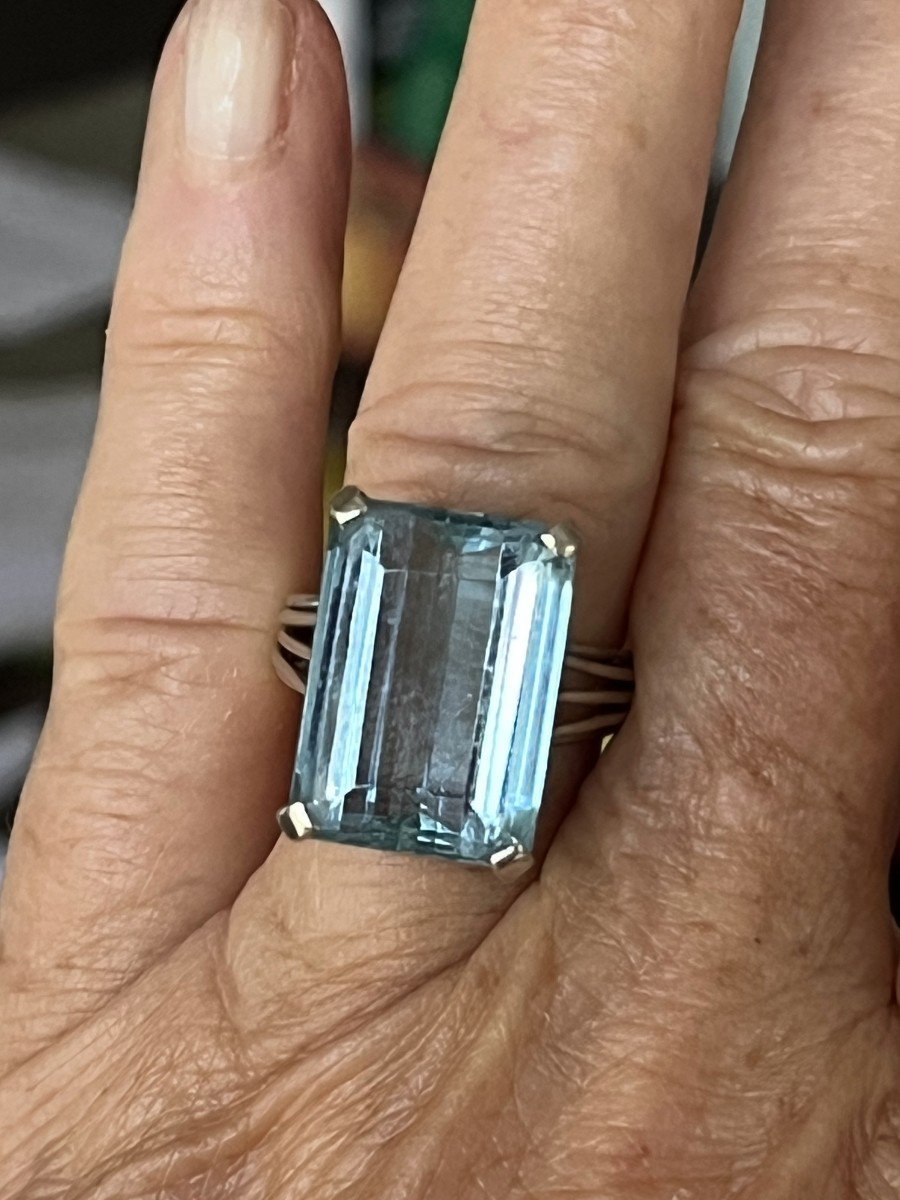 4442- Aquamarine 14.00 Ct White Gold Ring-photo-2