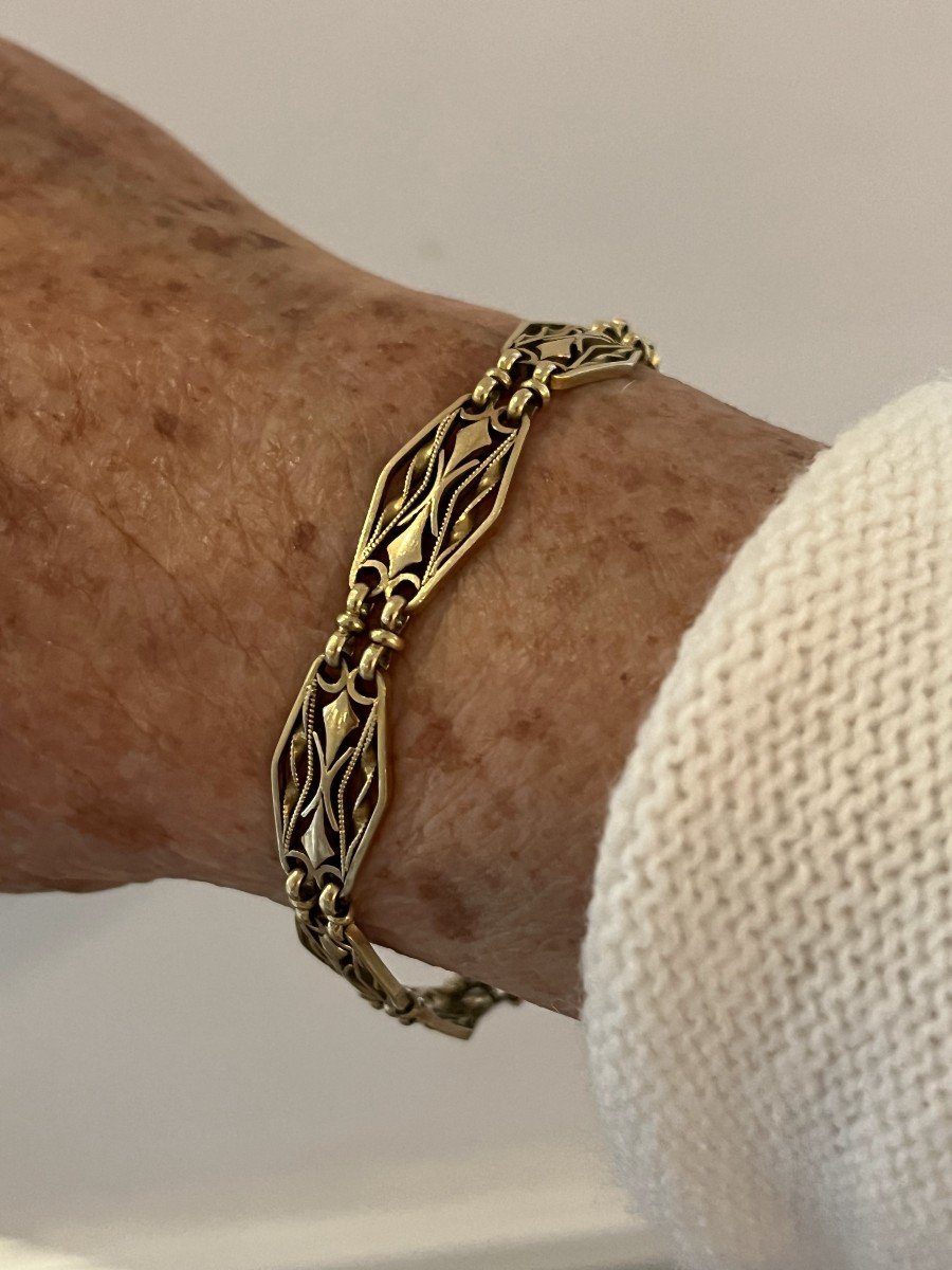 4750- Old Yellow Gold Filigree Bracelet-photo-2