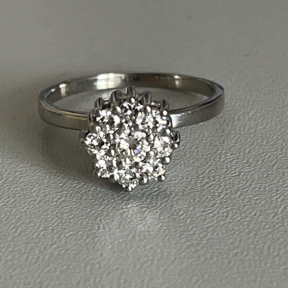 5514- Bague Or Gris Diamants