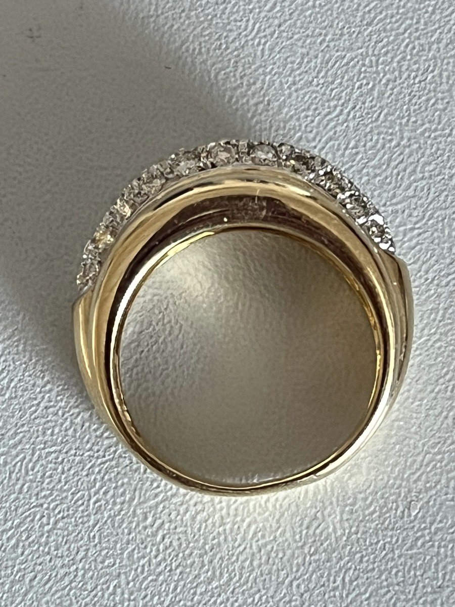 5521- Yellow Gold Godronné Diamond Ring-photo-3
