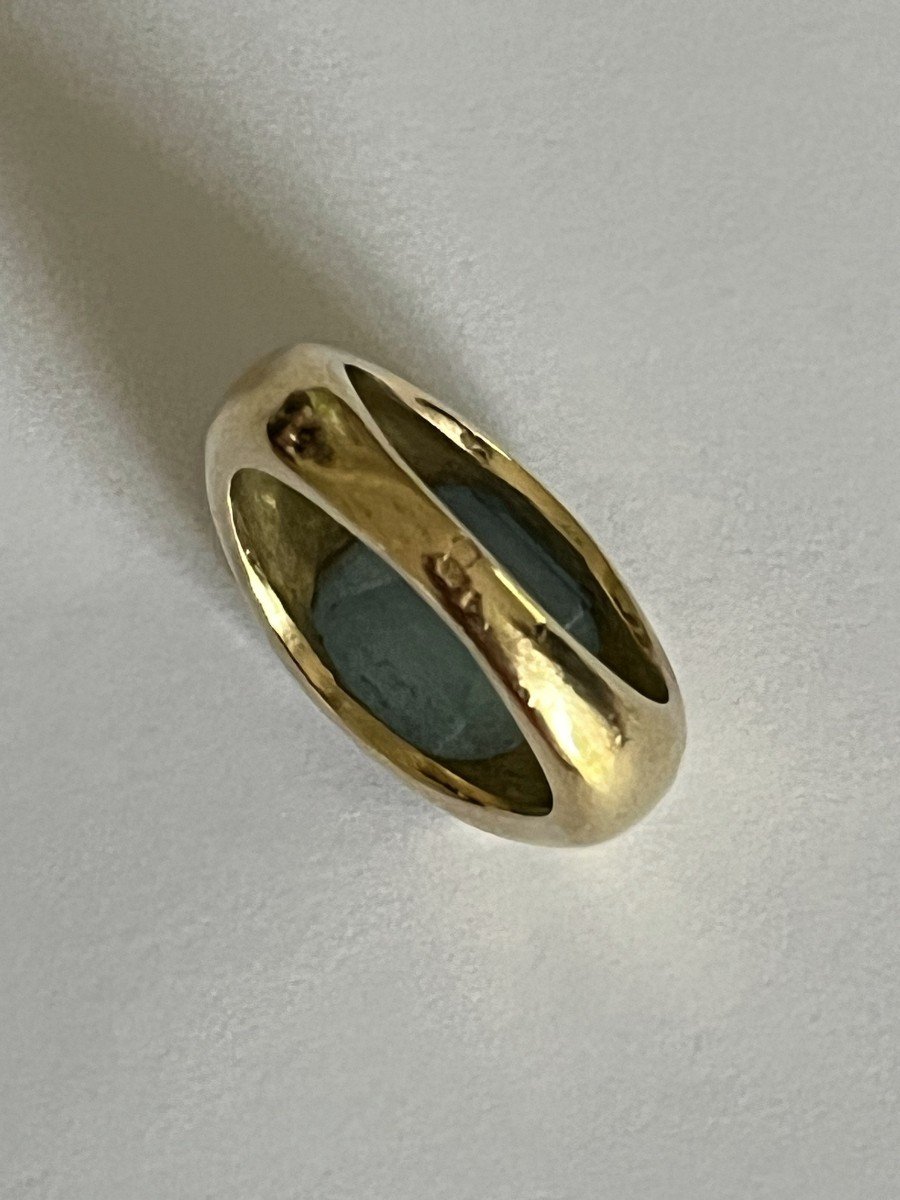 5532-yellow Gold Aquamarine Chevalière Ring 7.50 Ct-photo-4