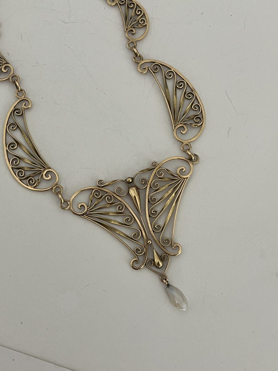 5525- Antique Filigree Drapery Necklace-photo-2