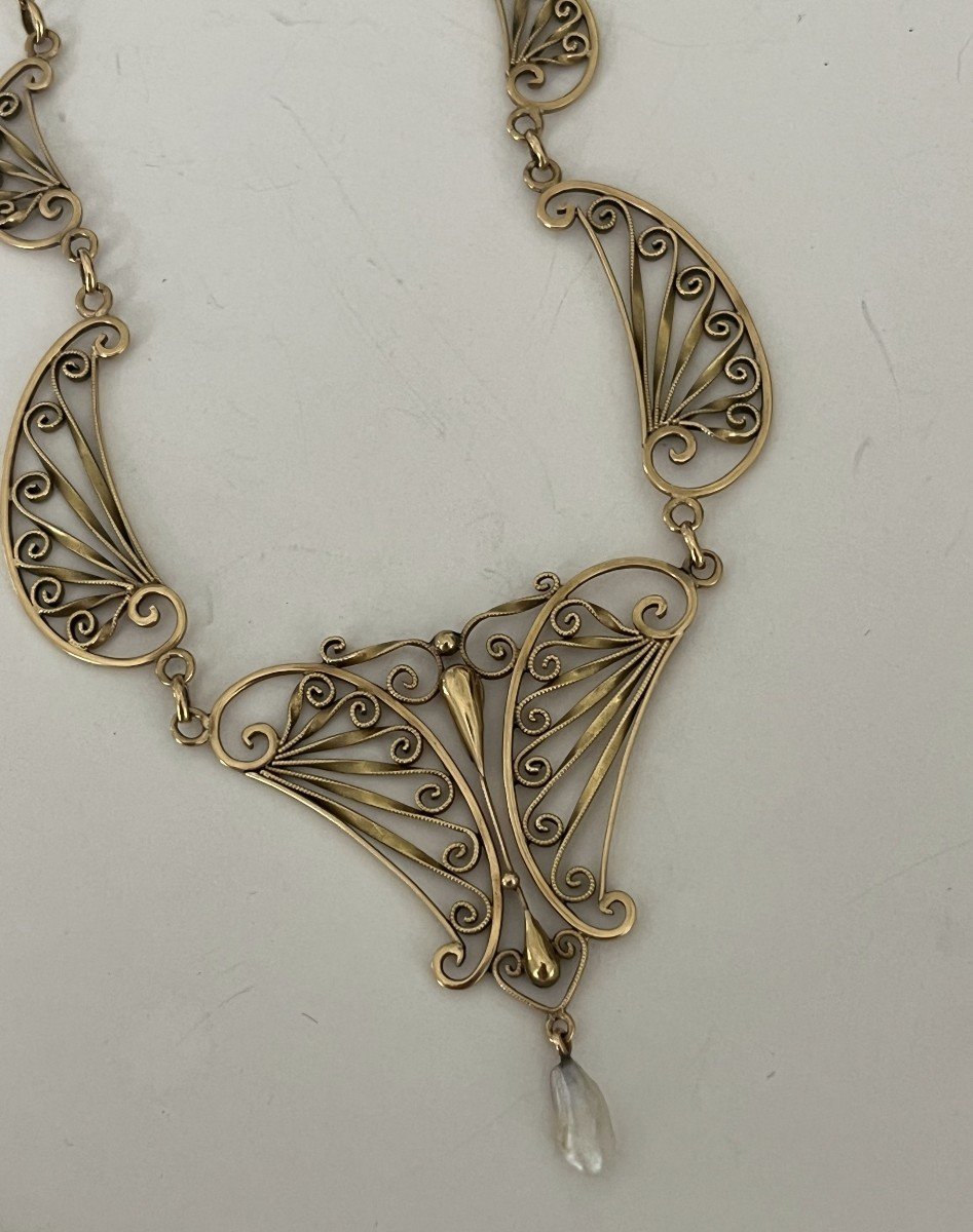 5525- Antique Filigree Drapery Necklace