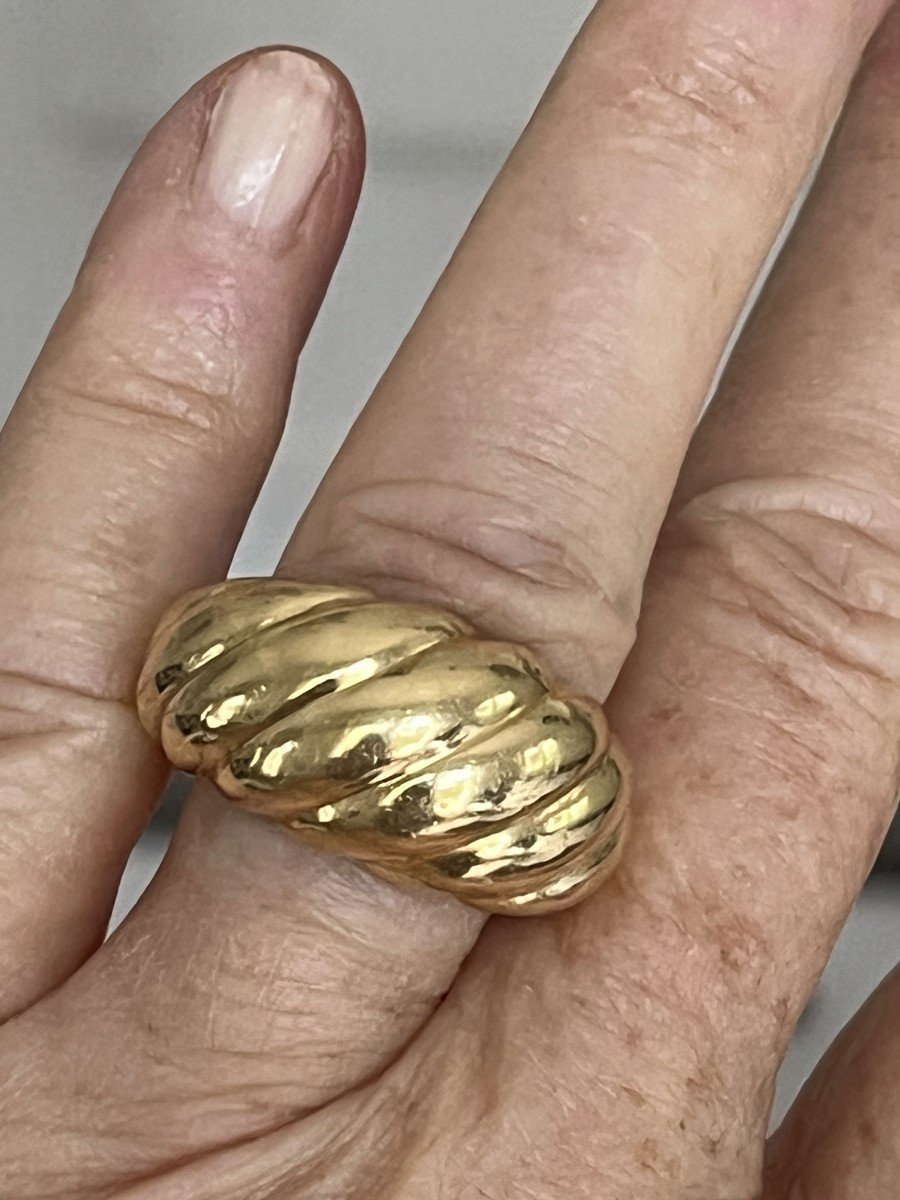 5538- Godronné Yellow Gold Ball Ring-photo-4