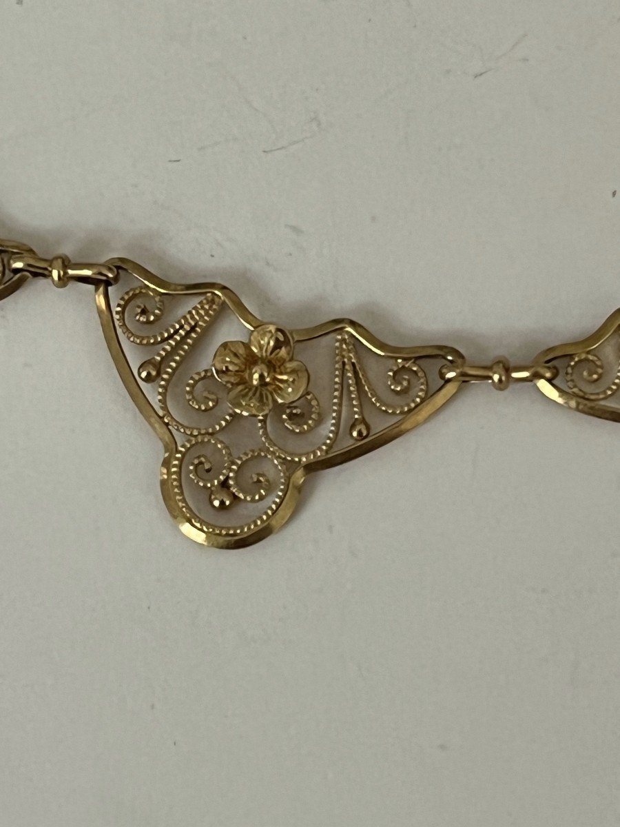 5539- Filigree Yellow Gold Drapery Necklace-photo-2