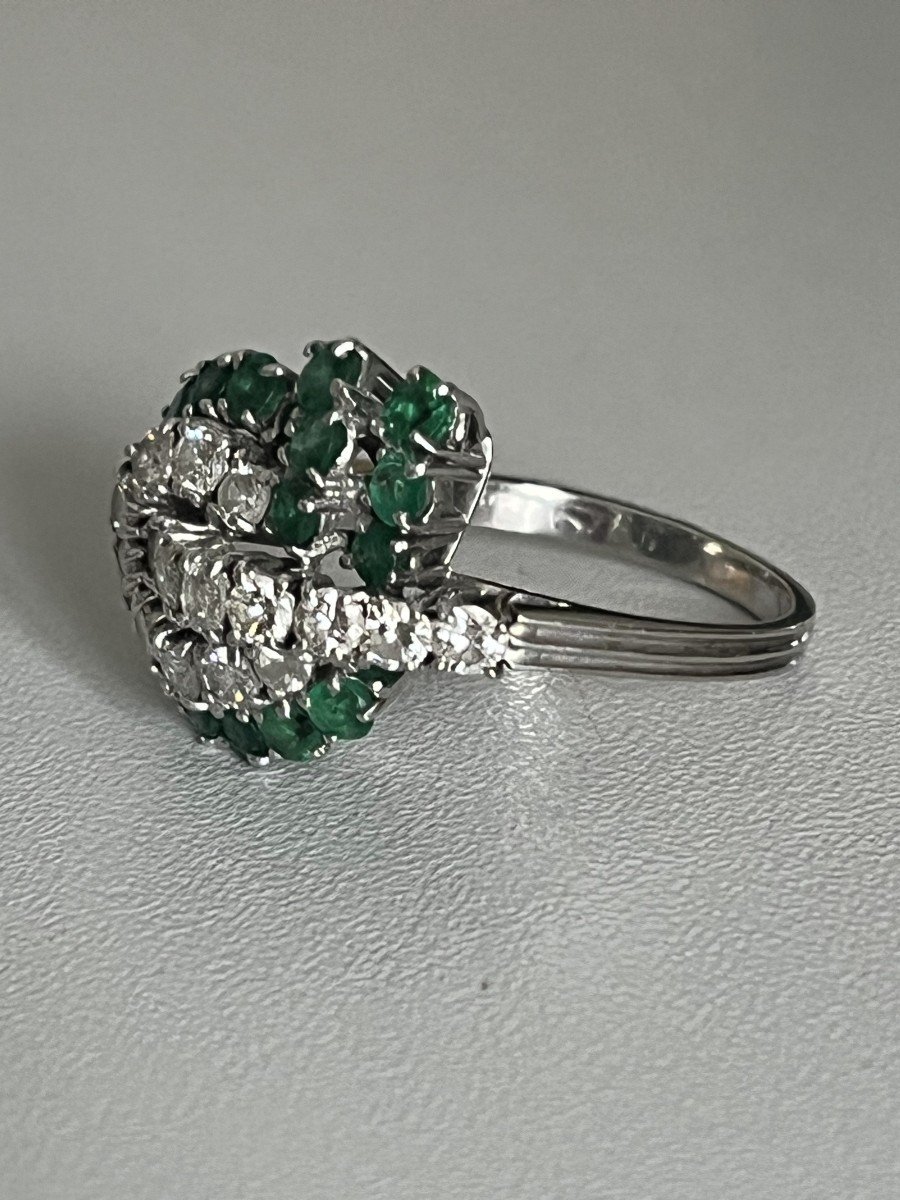 5624- White Gold Ring Emeralds Diamonds 1.50 Ct-photo-4