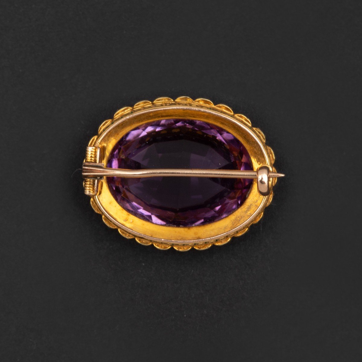 5668- Old Yellow Gold Amethyst Pearl Brooch-photo-1