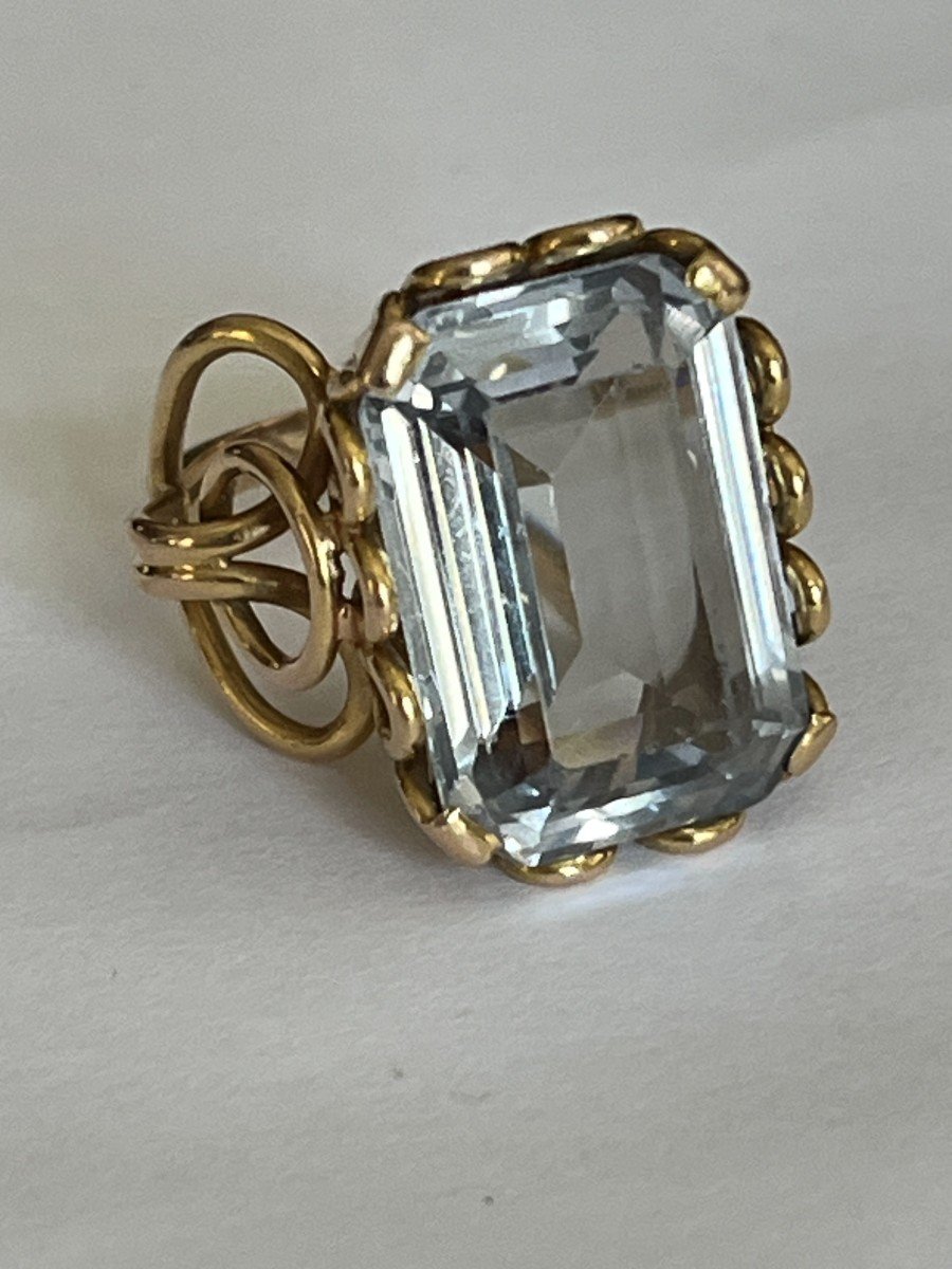 4431- 20 Ct Yellow Gold Aquamarine Ring-photo-4