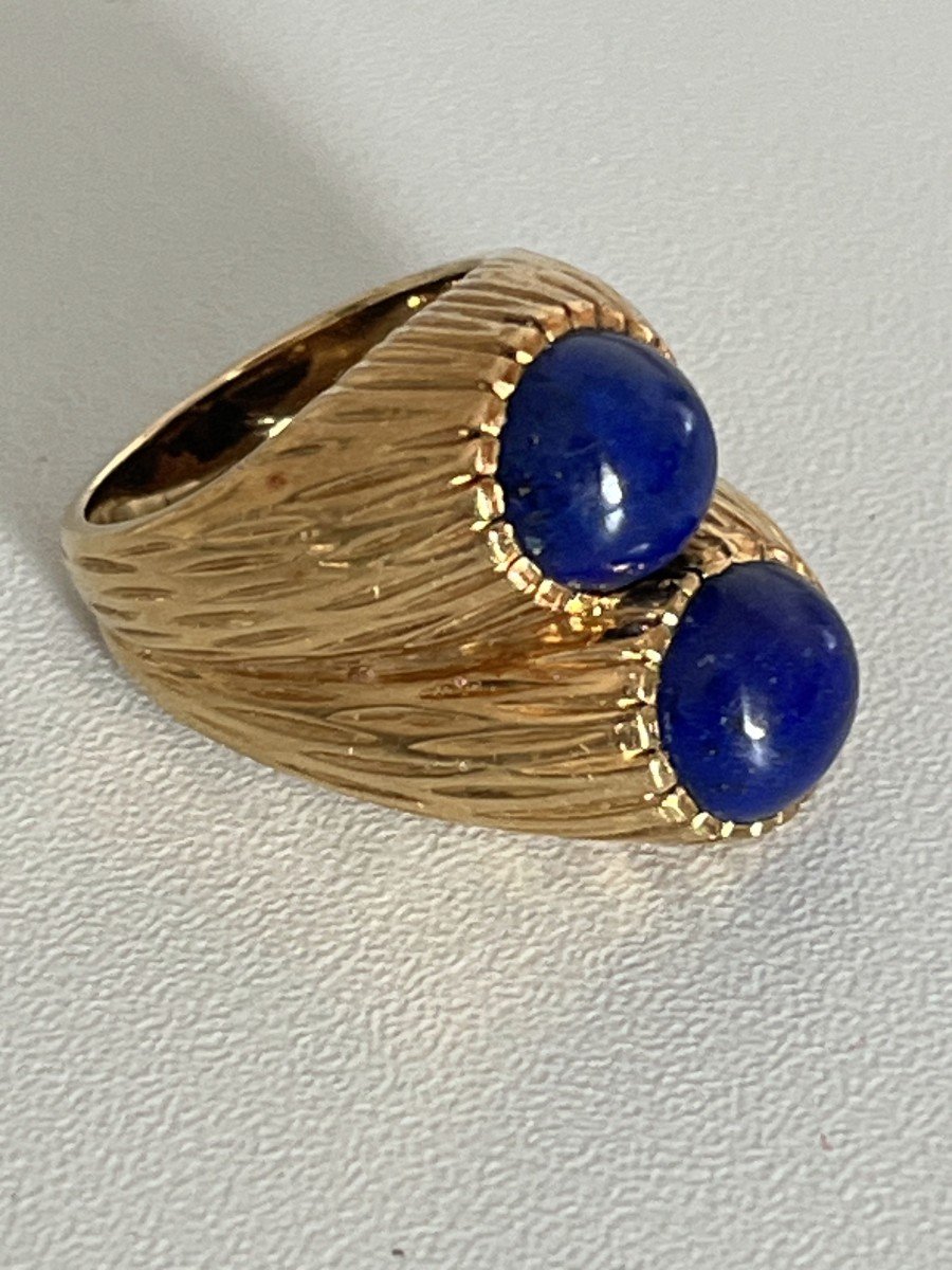 5435- Lapis Lazuli Yellow Gold Double Bangle Ring-photo-1