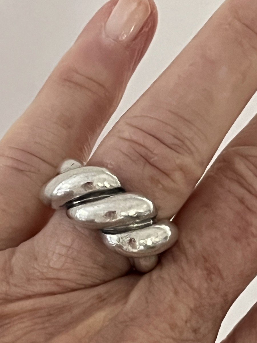 5728b- Hermès Silver Torsade Ring-photo-1