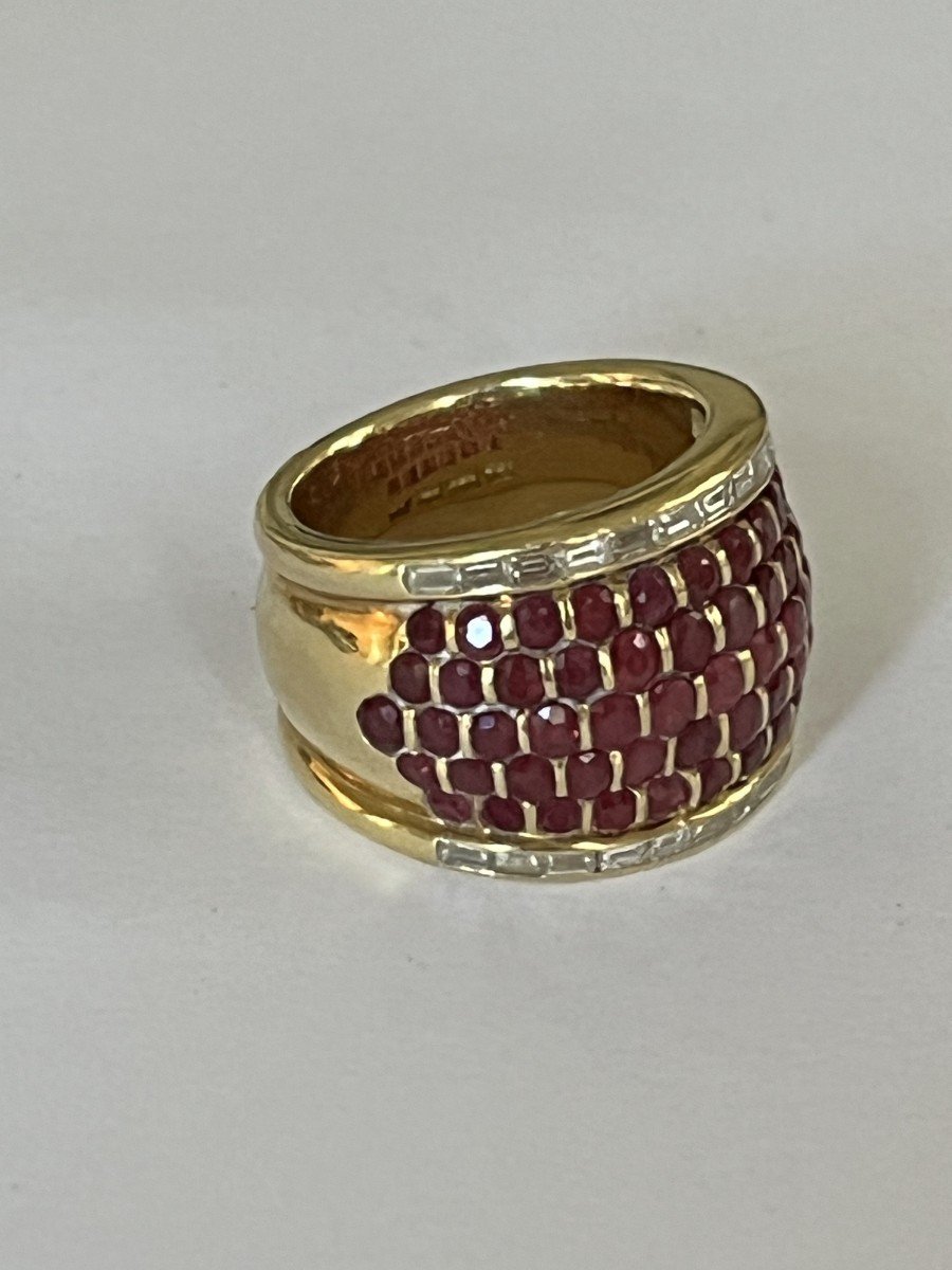 5836- Boucheron Yellow Gold Ruby Band Ring-photo-4