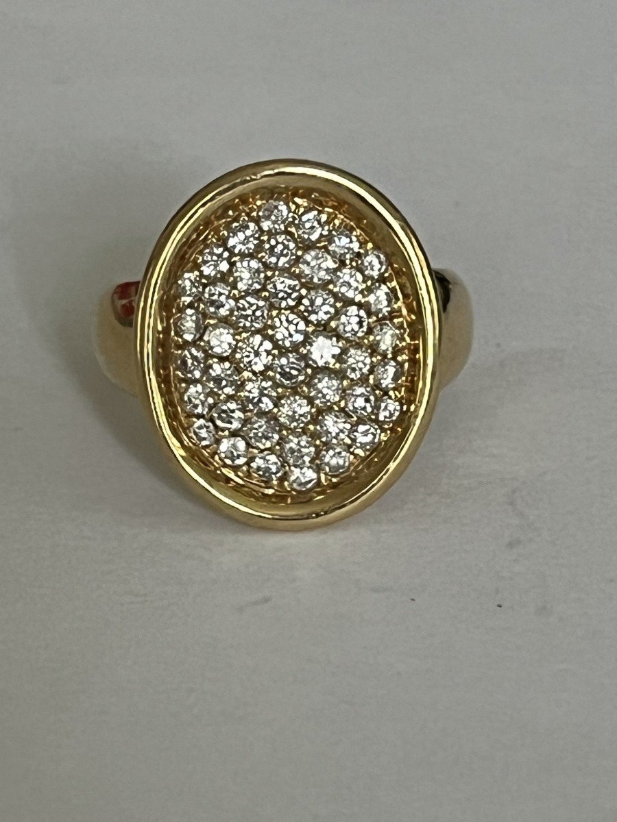 5841- Bague Tartelette Or Jaune Diamants-photo-2