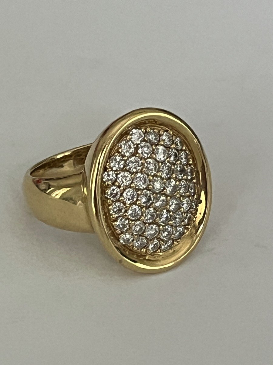 5841- Bague Tartelette Or Jaune Diamants-photo-1