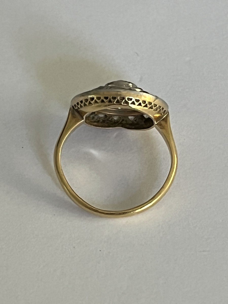 5621- Old Yellow Gold Diamond Ring-photo-3